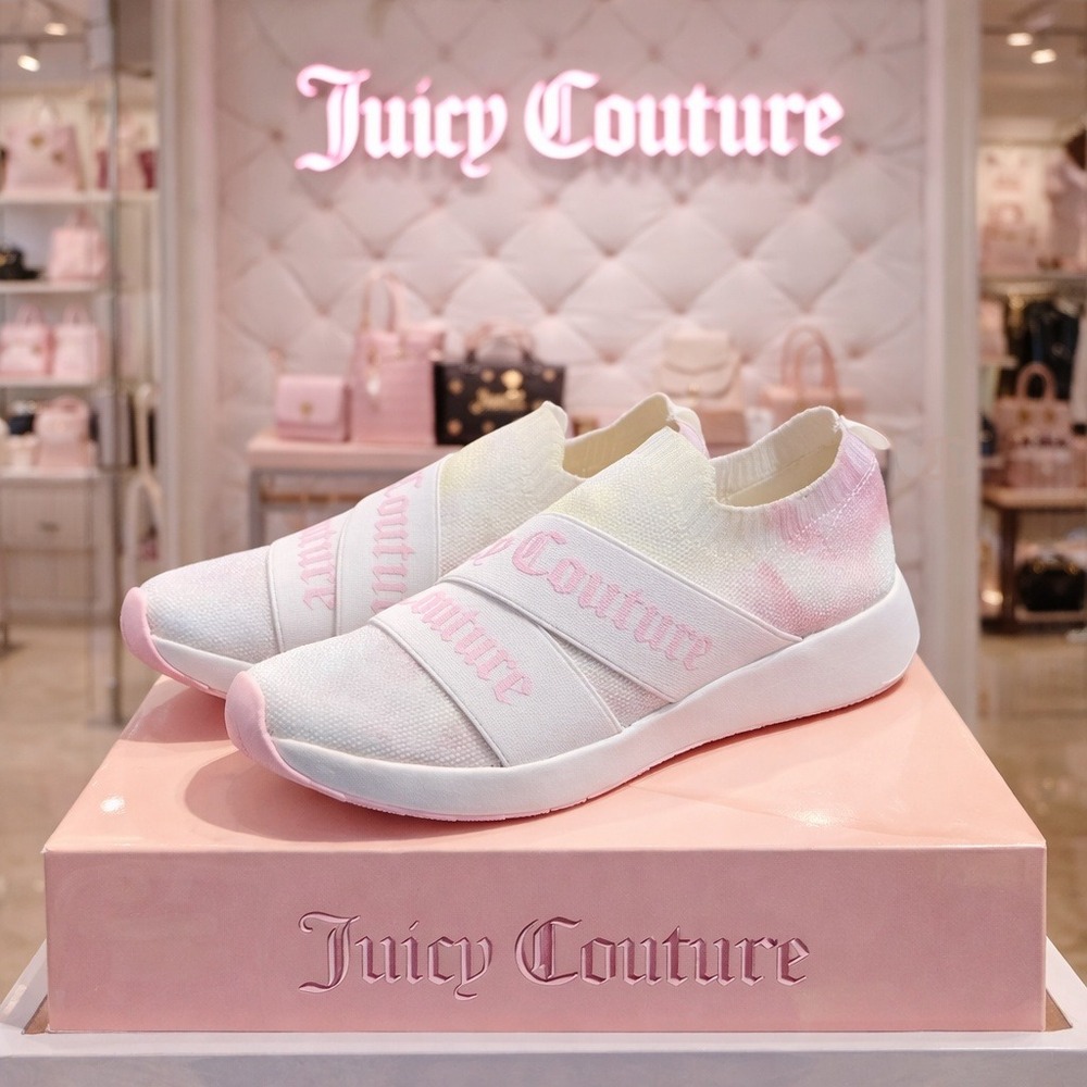 Juicy Couture Annouce White Tie Dye Multi Slip On Sneakers Logo Straps 8.5 NEW‎